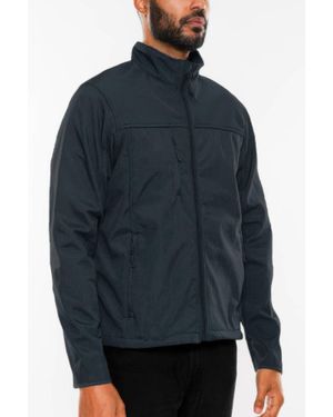 TRUEDAMES Solid Soft Shell Storm Tech Jacket Coat - Blue