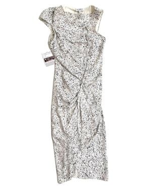 Narciso Rodriguez Ink Splatter Print Gather Silk Dress - Gray