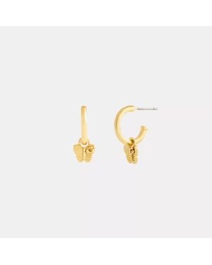 COACH Mini Butterfly Charm Hoop Earrings - Metallic