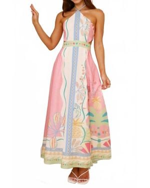 Sundayup Heritage Halter Print Maxi Dress - White
