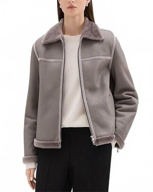 Theory Shearling Spread Collar Jacket - Gray