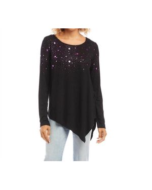 Karen Kane Belita Print Asymmetric Top - Black
