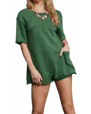 Umgee Vintage Short Sleeve Romper - Green