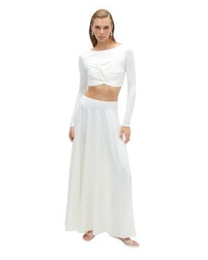 Nocturne Flounced Long Skirt - White