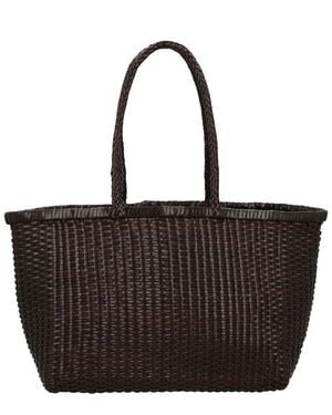 Dragon Diffusion B Weave Big Leather Shoulder Bag - Black