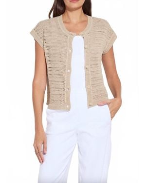 Lyssé Brisa Linen Mesh Sleeveless Cardigan - White