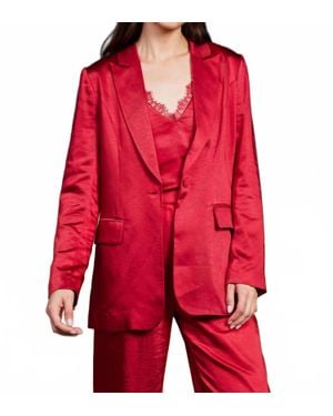 Skies Are Blue One Button Dull Satin Blazer - Red