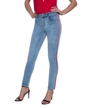 FRANK LYMAN Skinny Jeans With Ribbon Side And Rhinestones - Blue