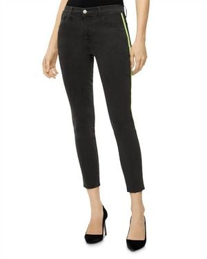 J Brand 835 Epitome Neon Side Stripe Crop Skinny Leg Jeans - Black