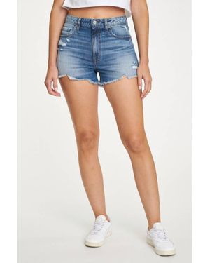 Eunina Super High Rise Cut-Off Jean Shorts - Blue