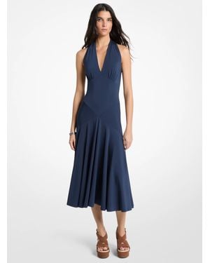 MICHAEL Michael Kors Stretch Matte Jersey Halter Midi Dress - Blue