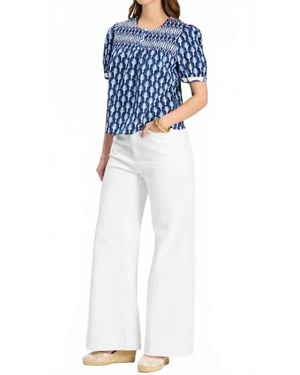 tyler boe Kenzie Mixed Print Top - Blue