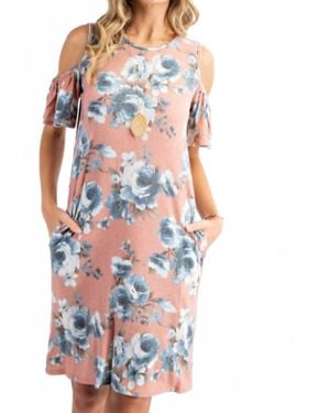 143 Story Floral Cold Shoulder Fly Away Sleeve - Red