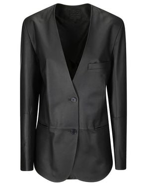 1972 DESA Leather Cardigan Blazer - Black