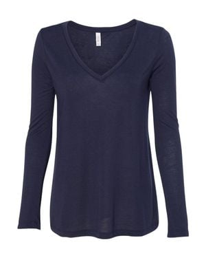 Bella Canvas Flowy Long Sleeve V-Neck Tee - Blue