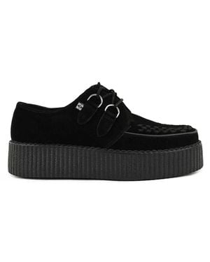 T.U.K. Viva High Creeper Suede Platform Lace-Up Goth Shoes - Black