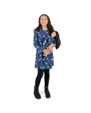 Leveret Matching Doll Cotton Dress - Blue