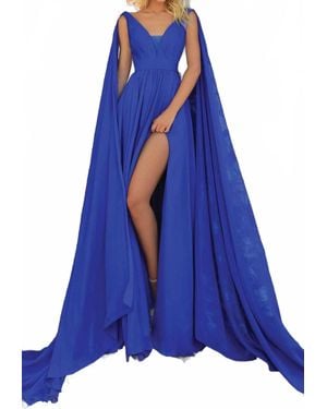 Clarisse Draping Cascade Gown - Blue