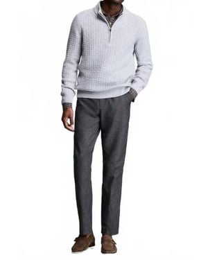 Billy Reid Basketweave Half Zip Sweater Top - Gray