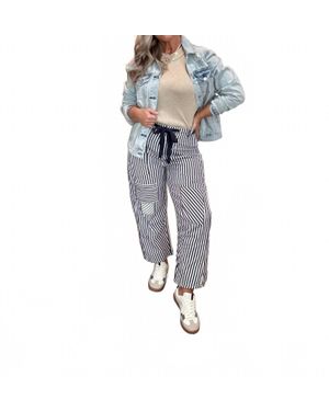 Eesome Midnight Striped Barrel Pants - Blue