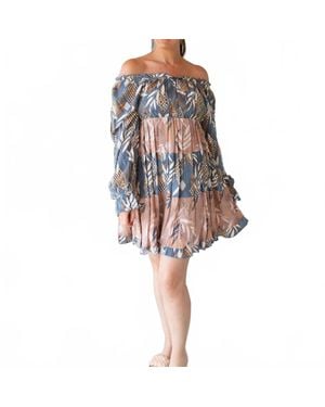 Listicle Vintage Square Neck Mini Dress - Multicolor