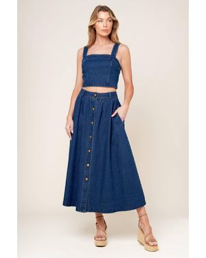 TRUEDAMES Simply The Vibe Denim Top And Skirt Set - Blue