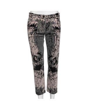 Roberto Cavalli Printed Cotton Straight Pants - Gray