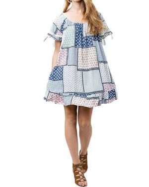 Kori Folklore Tassel Mini Swing Dress - Blue