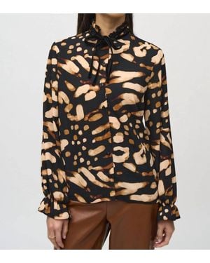 Joseph Ribkoff Animal Print Button-Down Blouse - Brown