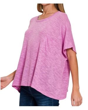 Zenana Theo Slub-Knit Texture Top - Pink