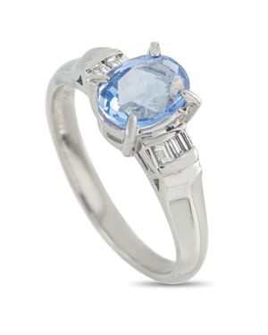 LB Exclusive Platinum 0.11Ct Diamond And Sapphire Ring Mf07-110625 - Blue