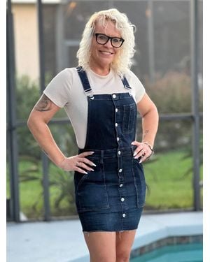 Judy Blue Stand Out Overall Skirt - Blue