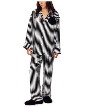 Sleeper The Rose Oversized Satin Pajama Set - Black