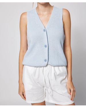 Amanda Maria Cotton Cashmere Knit Vest - Blue