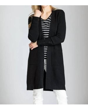 Apny Open Front With Button Detail Cardigan - Black