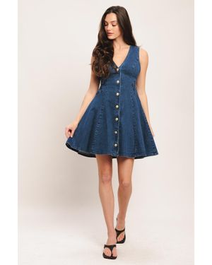 TRUEDAMES Flare Denim Mini Dress - Blue