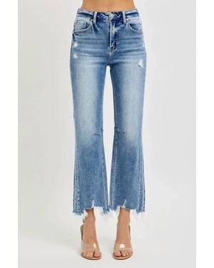 Risen Camille High Rise Crop Distressed Jean - Blue