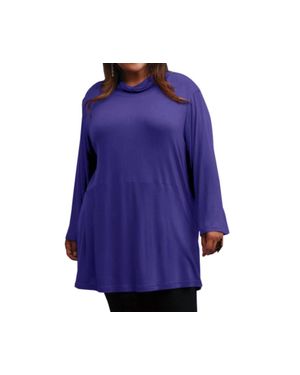 On The Plus Side Cowl Neck Turtleneck Tunic - Blue