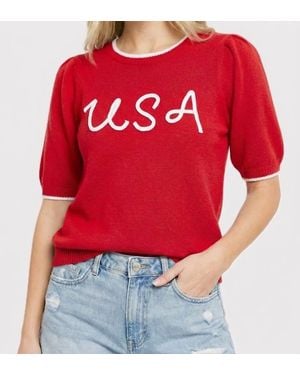 Staccato Usa Letter Stitched Top - Red