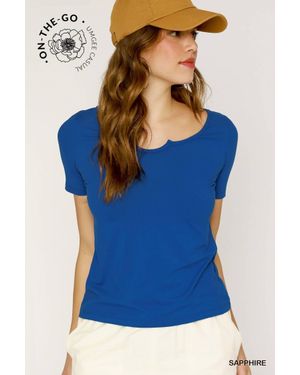 Umgee Scallop Trim Fitted Tee - Blue