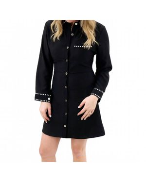Sundayup Collar Stud Detail Shirt Dress - Black