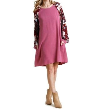 Umgee Floral & Animal Pocket Dress - Pink