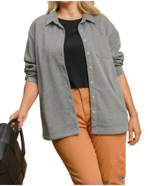 Umgee Oversized Shirt Jacket Plus - Gray