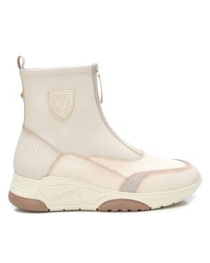 Xti Carmela Leather Casual Booties - Natural