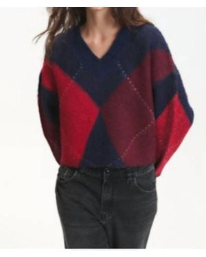 DELUC Micah Knit V Neck Sweater - Red