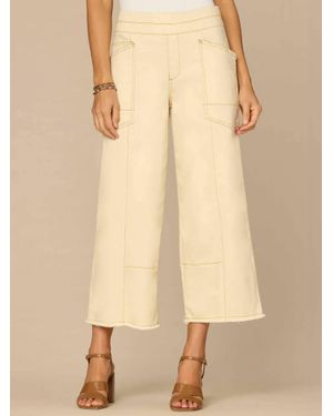 Democracy Ab Solution Skyrise Cropped Wide Leg Jeans - Natural