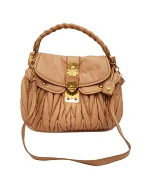 Miu Miu Matelasse Coffer Hobo Bag - Brown