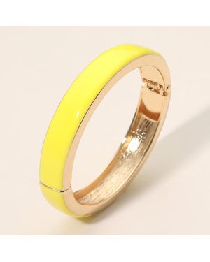 Fashnzfab Enamel Hinged Bangle Bracelet - Yellow