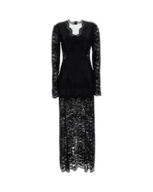 Rabanne Intricate Lace Maxi Dress With Center Back Zip Closure - Black