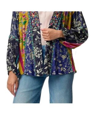 Johnny Was Open Front Cardigan - Blue